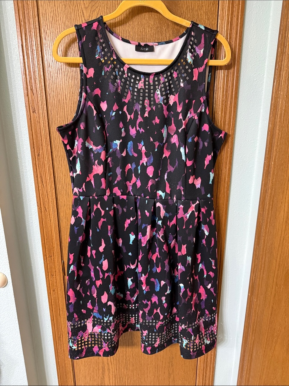 Apt. 9 Black Dress with Pink and Blue Abstract Print